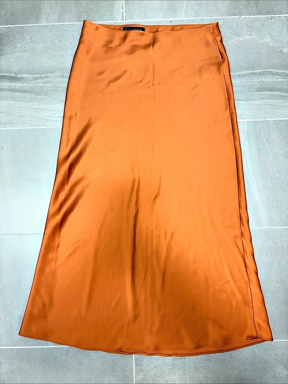Zara Silk Maxi Skirt in Copper Size Small Like New